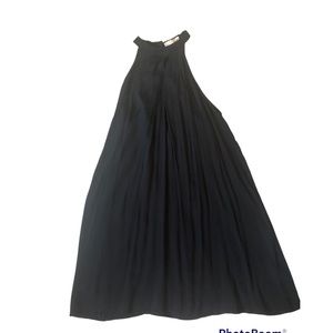 Black, high neck dress.